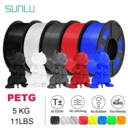 SUNLU 5 Roll PETG Clear Filament 1.75 ±0.02 mm 1 kg Spool (2.2 lbs) High Toughness Neatly Wound Filament Fit Most FDM Printer