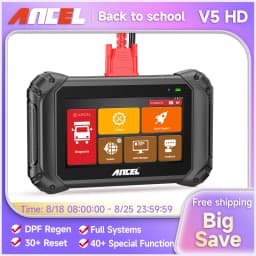 ANCEL V5 HD 12V 24V Heavy Duty Truck OBD2 Scanner Full System 2024 Diagnostic Tool Wifi Scanner D.PF Regeration ECU Programming
