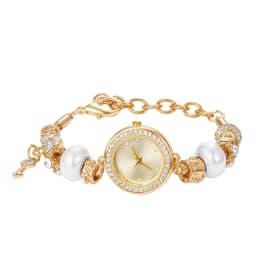 Lancardo Women's beaded bracelet Gold Watch Shiny Diamond Key Pendant Adjustable watch Women's Fashion Exquisite jewelry