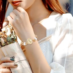 Lancardo Women's beaded bracelet Gold Watch Shiny Diamond Key Pendant Adjustable watch Women's Fashion Exquisite jewelry