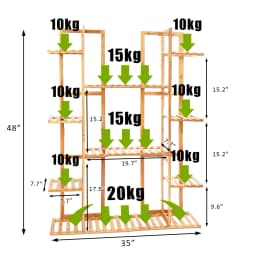 Multi-Tier Bamboo Plant Stand 48in Tall Wooden Flower Pot Display Shelf for Indoor Living Room Balcony Corner