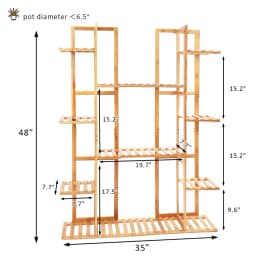 Multi-Tier Bamboo Plant Stand 48in Tall Wooden Flower Pot Display Shelf for Indoor Living Room Balcony Corner