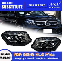 AKD Head Lamp for Benz GLS GL166 LED Headlight 2016-2020 Headlights GLS DRL Turn Signal High Beam Angel Eye Projector Lens