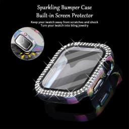 Diamond Bling Cover For Apple watch Case 45mm 41mm 38mm 42mm 44mm 40mm HD Tempered Glass+Bumper Screen Protector Accessories