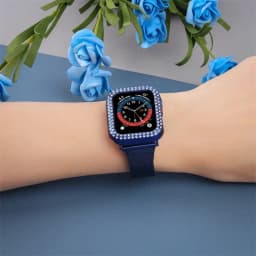 Diamond Bling Cover For Apple watch Case 45mm 41mm 38mm 42mm 44mm 40mm HD Tempered Glass+Bumper Screen Protector Accessories