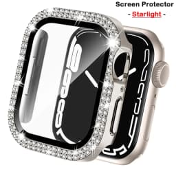 Diamond Bling Cover For Apple watch Case 45mm 41mm 38mm 42mm 44mm 40mm HD Tempered Glass+Bumper Screen Protector Accessories