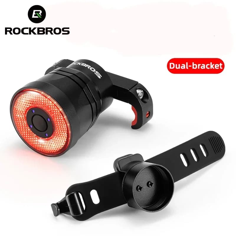 ROCKBROS Bicycle Rear Light Bike Smart Brake Sensing Taillight Type-C Charging Day/Night Sensing MTB Road Bike Accessories