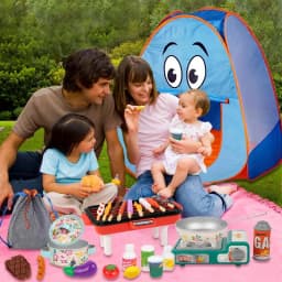 Camping Play Set 40PCS Kids Camping Tent Pretend Playset Tent Toddler Toys Camping Toys For Kids Indoor Outdoor Pretend Play