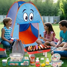 Camping Play Set 40PCS Kids Camping Tent Pretend Playset Tent Toddler Toys Camping Toys For Kids Indoor Outdoor Pretend Play
