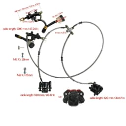 TDPRO Twin Rear Disc Brake Caliper Master Cylinder for 70cc 90cc 125cc GoKart ATV Quad