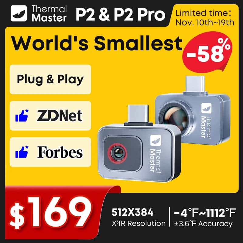 1112℉ P2 Car Diagnostics Thermal Camera Machine Repair Inspection HVAC Home Inspection Water Leakage Check