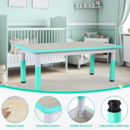 Kids Table and 6 Chairs Set Height Adjustable Toddler Multi-Activity Table Set Study Children's Table and Chair Set