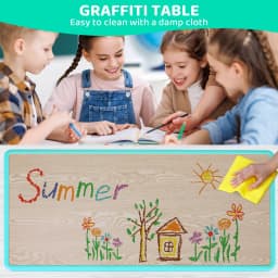 Kids Table and 6 Chairs Set Height Adjustable Toddler Multi-Activity Table Set Study Children's Table and Chair Set