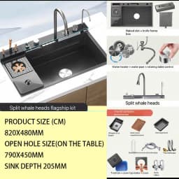 fregaderos de cocina Gold golden 5mm Waterfall Kitchen Sink Honeycomb Technology Large Digitial Display Stainless Steel Sink