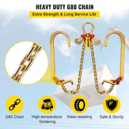 SucceBuy 5/16"×2' G80 V-Chain Bridle with 2 Legs & 15" J Hooks & T Hooks Industrial Grade Components Adjustable Chain Design