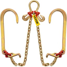 SucceBuy 5/16"×2' G80 V-Chain Bridle with 2 Legs & 15" J Hooks & T Hooks Industrial Grade Components Adjustable Chain Design