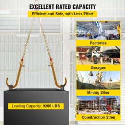 SucceBuy 5/16"×2' G80 V-Chain Bridle with 2 Legs & 15" J Hooks & T Hooks Industrial Grade Components Adjustable Chain Design