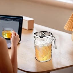 Iced Tea Pitcher Thickened Pitcher With Top Lid Large Iced Tea Pitcher Heat-Resistant Carafe For Hot/Cold Water Water Pitcher