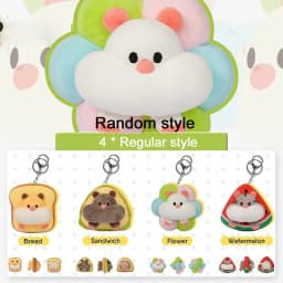 Cute Plush Keychain Bread Sandwich Flower Watermelon Keychain Hamster Stuffed Animal Soft Stuffed Plush Toy Pendants For Student