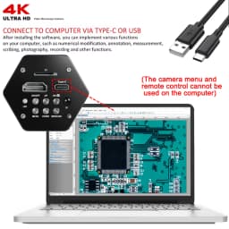 4K Digital Microscope 48MP Microscope For Electronics USB-C Industrial Cameras HDMI 1-150X Zoom C-Mount Lens Phone Pcb Soldering