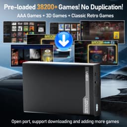 500G Retro Gaming HDD Video Game Console Retrobat&Playnite&Launchbox OS for XBOX/PS3/PS2/Switch/Wii/WiiU/DC/NES with 38200+Games