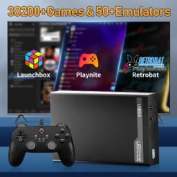 500G Retro Gaming HDD Video Game Console Retrobat&Playnite&Launchbox OS for XBOX/PS3/PS2/Switch/Wii/WiiU/DC/NES with 38200+Games