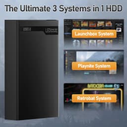 500G Retro Gaming HDD Video Game Console Retrobat&Playnite&Launchbox OS for XBOX/PS3/PS2/Switch/Wii/WiiU/DC/NES with 38200+Games