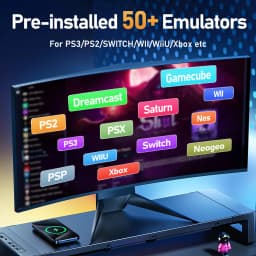 500G Retro Gaming HDD Video Game Console Retrobat&Playnite&Launchbox OS for XBOX/PS3/PS2/Switch/Wii/WiiU/DC/NES with 38200+Games