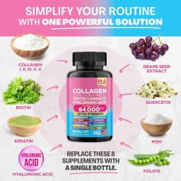 90 Caps Hydrolyzed Collagen Capsules,Remove Spots Wrinkle Eye Bags, Anti-Aging,NAD+ Supplement,Skin Care Repair for Women