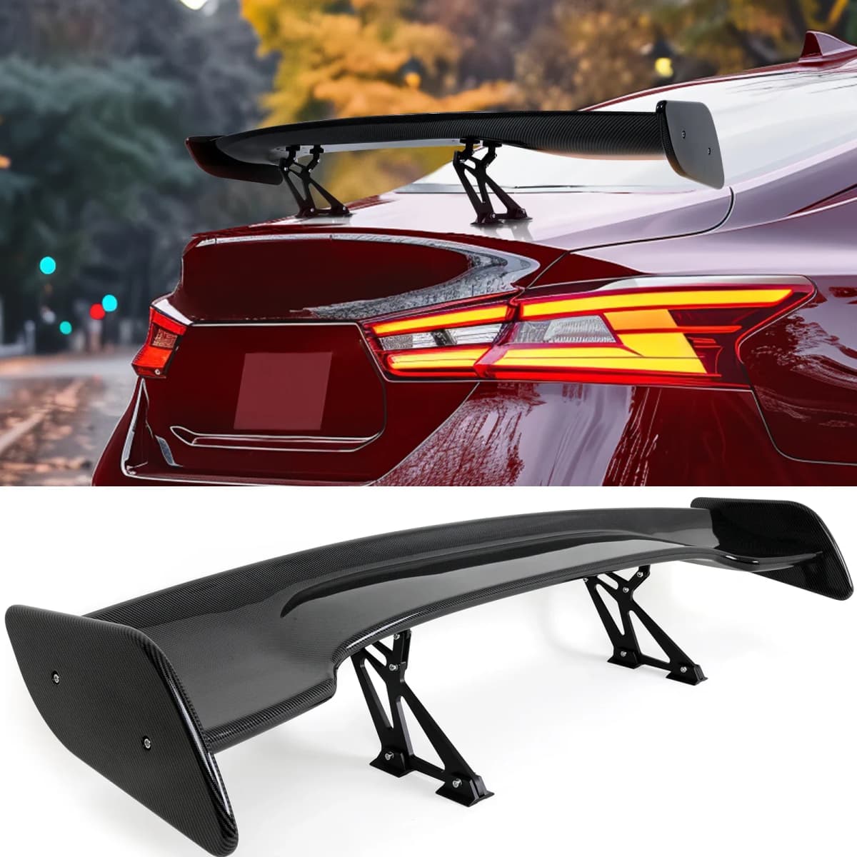 Universal 57" 3D 3DI GT JDM Racing Car Trunk Lid Real Carbon Fiber Rear Wing Spoiler Upper Splitter For Honda Toyota VW Benz