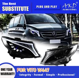 AKD Head Lamp for Vito W447 LED Headlight 2014-2021 Headlights V260 DRL Turn Signal High Beam Angel Eye Projector Lens