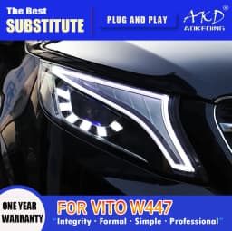 AKD Head Lamp for Vito W447 LED Headlight 2014-2021 Headlights V260 DRL Turn Signal High Beam Angel Eye Projector Lens