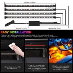 72 LED Car Interior Strips Light LED Ambient Lights Decoration Remote APP Control Atmosphere Interior Strip Lamps
