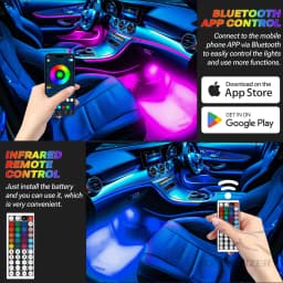 72 LED Car Interior Strips Light LED Ambient Lights Decoration Remote APP Control Atmosphere Interior Strip Lamps