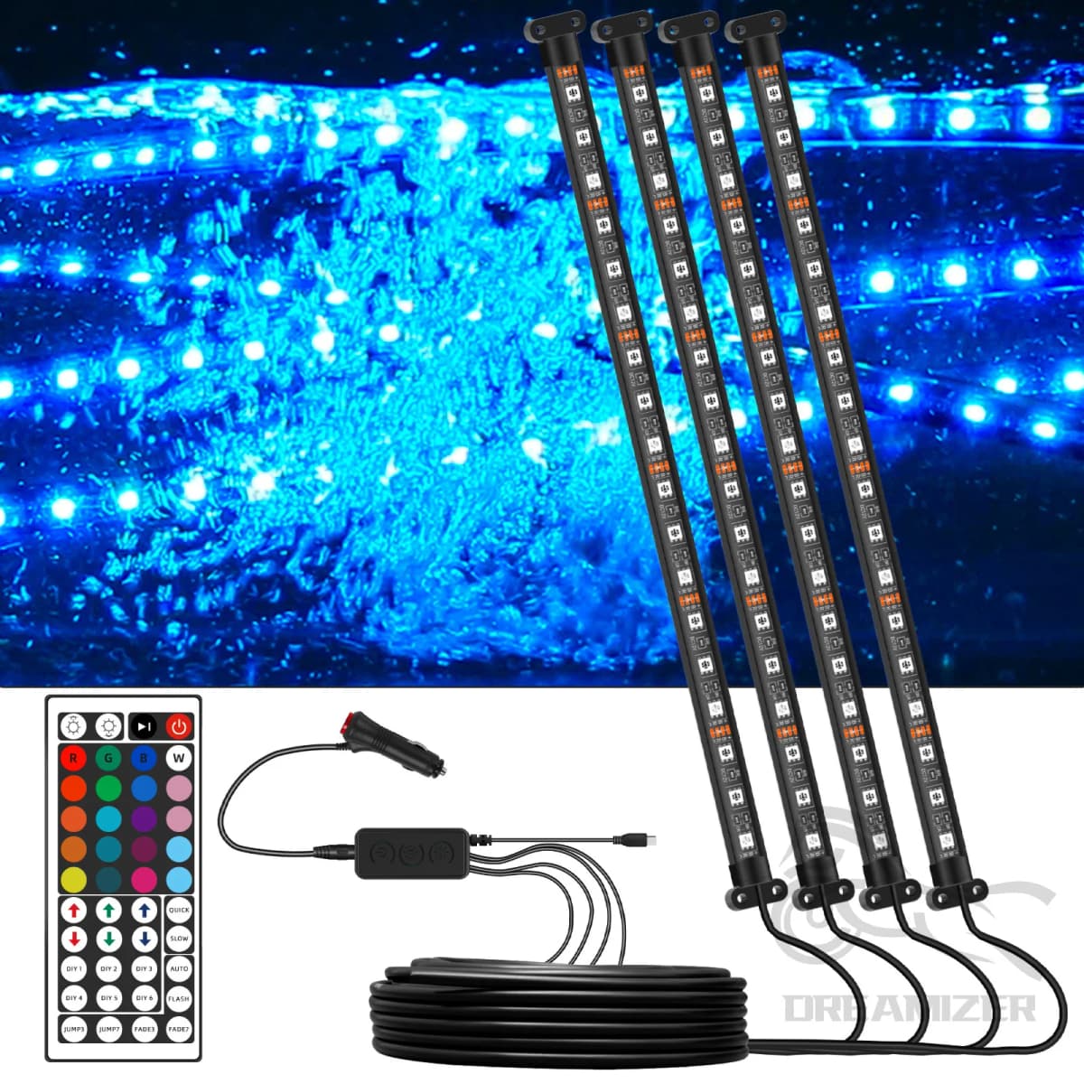 72 LED Car Interior Strips Light LED Ambient Lights Decoration Remote APP Control Atmosphere Interior Strip Lamps