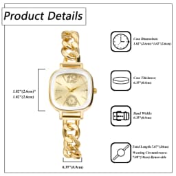 Lancardo Women's Square Cuban Bracelet Watch Diamond Waterproof Strip Scale Adjustable Bracelet Exquisite Fashion Women's Watch
