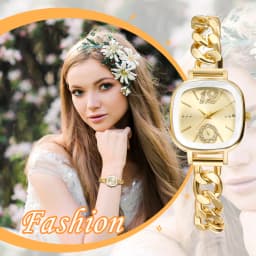 Lancardo Women's Square Cuban Bracelet Watch Diamond Waterproof Strip Scale Adjustable Bracelet Exquisite Fashion Women's Watch