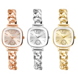 Lancardo Women's Square Cuban Bracelet Watch Diamond Waterproof Strip Scale Adjustable Bracelet Exquisite Fashion Women's Watch