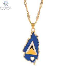 SOMESOOR African Countries National Flag Necklace Nigeria Ghana Jamaica Maps Hip-hop Enamel Pendant Chain Jewelry For Women Gift