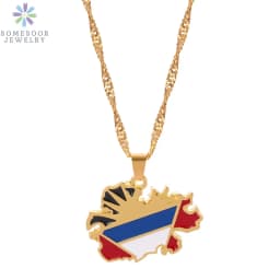 SOMESOOR African Countries National Flag Necklace Nigeria Ghana Jamaica Maps Hip-hop Enamel Pendant Chain Jewelry For Women Gift
