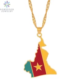 SOMESOOR African Countries National Flag Necklace Nigeria Ghana Jamaica Maps Hip-hop Enamel Pendant Chain Jewelry For Women Gift