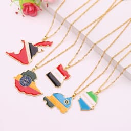 SOMESOOR African Countries National Flag Necklace Nigeria Ghana Jamaica Maps Hip-hop Enamel Pendant Chain Jewelry For Women Gift