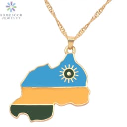 SOMESOOR African Countries National Flag Necklace Nigeria Ghana Jamaica Maps Hip-hop Enamel Pendant Chain Jewelry For Women Gift