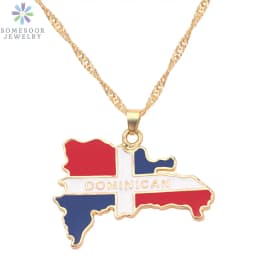 SOMESOOR African Countries National Flag Necklace Nigeria Ghana Jamaica Maps Hip-hop Enamel Pendant Chain Jewelry For Women Gift