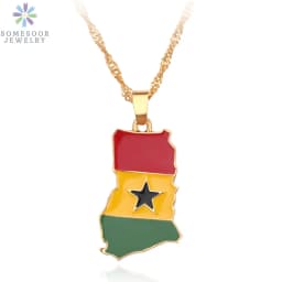 SOMESOOR African Countries National Flag Necklace Nigeria Ghana Jamaica Maps Hip-hop Enamel Pendant Chain Jewelry For Women Gift
