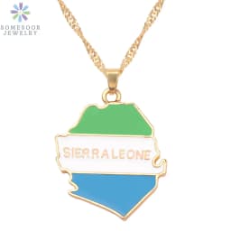 SOMESOOR African Countries National Flag Necklace Nigeria Ghana Jamaica Maps Hip-hop Enamel Pendant Chain Jewelry For Women Gift