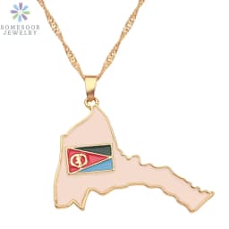SOMESOOR African Countries National Flag Necklace Nigeria Ghana Jamaica Maps Hip-hop Enamel Pendant Chain Jewelry For Women Gift