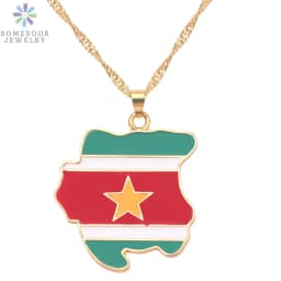 SOMESOOR African Countries National Flag Necklace Nigeria Ghana Jamaica Maps Hip-hop Enamel Pendant Chain Jewelry For Women Gift