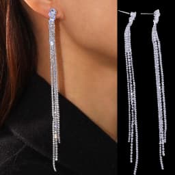 Stonefans Luxury Cubic Zirconia Long Tassel Earrings for Women Bridal Vintage Drop Dangling Earrings Unique Wedding Jewelry Gift