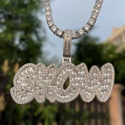 Bubble Letter Baguette Customized Jewelry Name Plated Personalized Necklace for Men Iced Out Pendant Hip Hop Charms